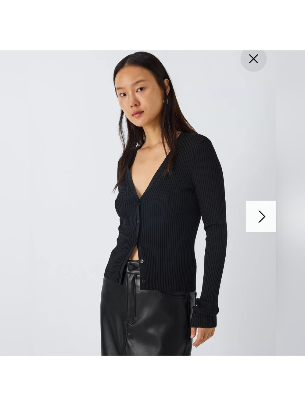 Good American Ribbed Cardigan V-Neck Shine